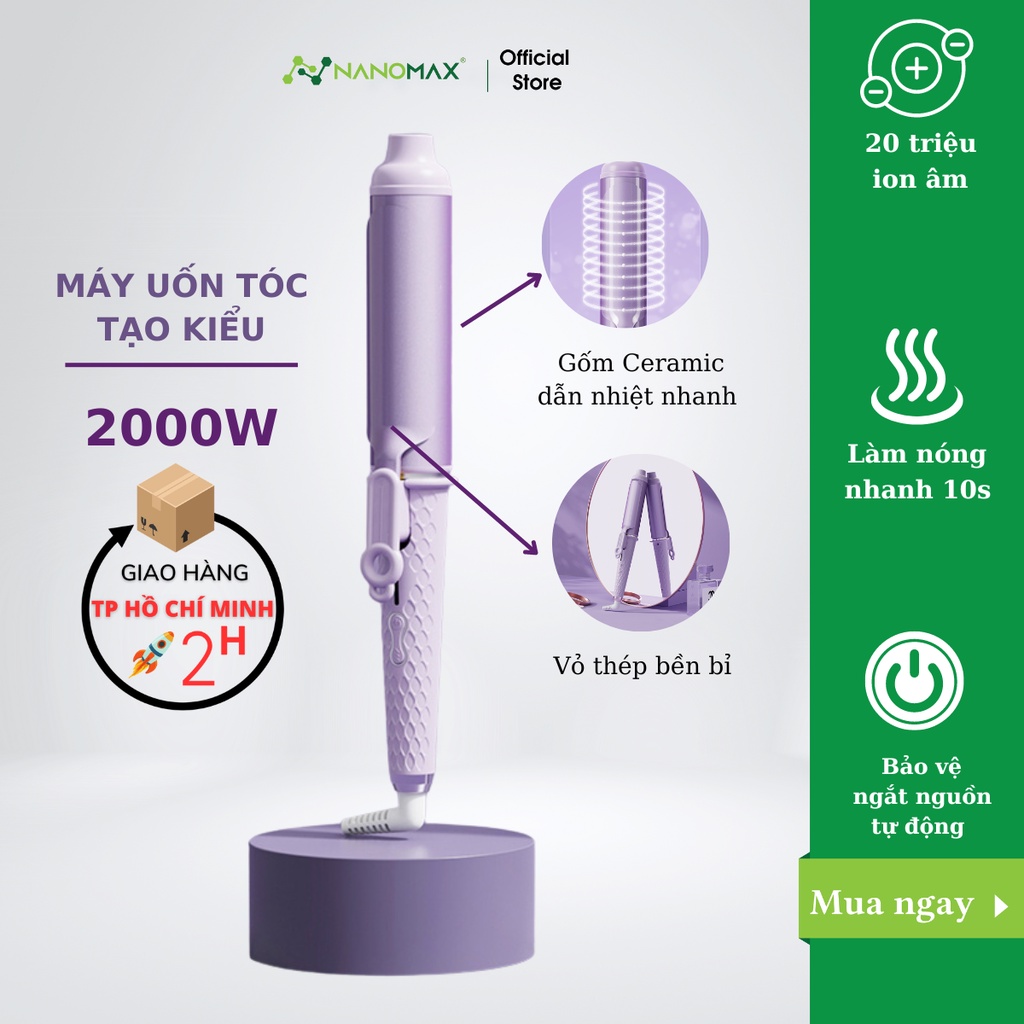 Máy Uốn Tóc Xoăn Công Nghệ Hàn Quốc Nanomax Xn-290, Chỉnh Nhiệt Chuẩn Salon Tóc , Chất Liệu Gốm Sứ - Hàng Chính Hãng