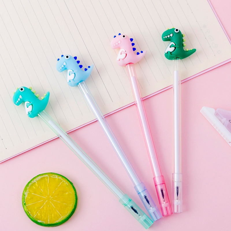 3 Bút Nước Gel Đen Khủng Long Ngồi Trong Suốt