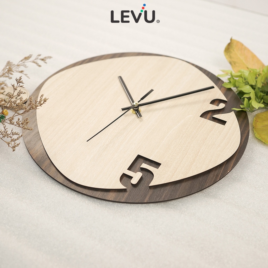Đồng hồ treo tường trang trí phòng khách Decor bằng gỗ