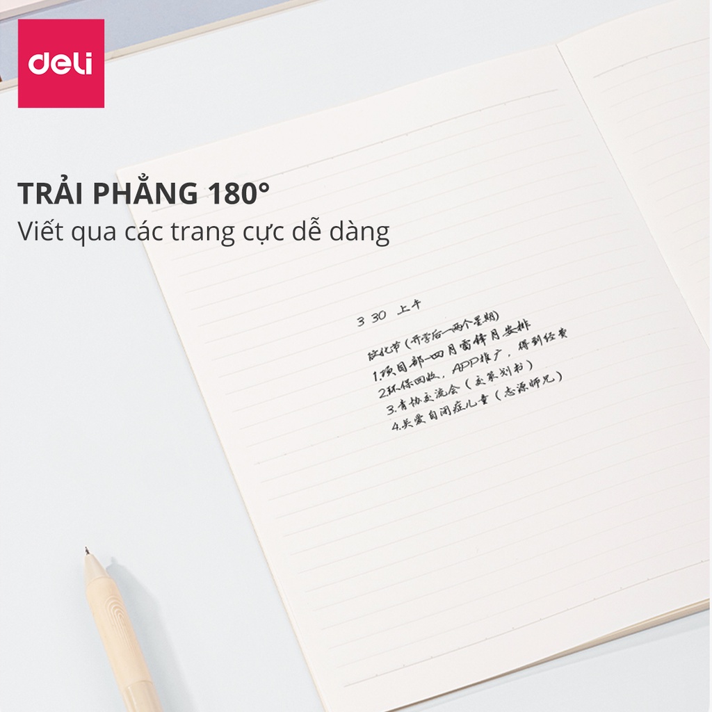 Sổ Vở Ghi Chép Dán Gáy Nusign A5/B5 Cao Cấp Deli - Kẻ Ngang 80 trang - Chống Lóa - Sổ Tay Planner, Tập Vở Học Sinh
