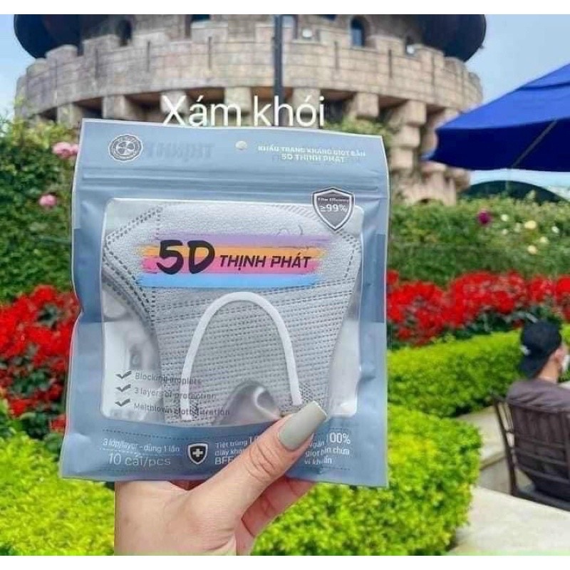 Thùng 100 chiếc Khẩu trang 5D Mask Thịnh Phát 10 túi kháng khuẩn 10 chiếc/túi