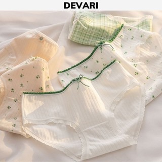 Quần lót nữ cotton kháng khuẩn ren viền dễ thương, Quần chip nữ đính nơ gợi cảm DEVARI L311