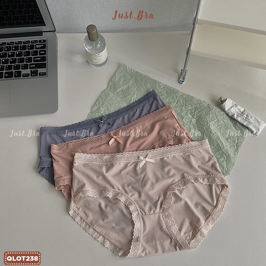 Set 3 quần lót nữ Just Bra chất ren su lạnh, kháng khuẩn, không lộ viền quần SET QLOT238 spe