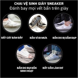 Chai xịt vệ sinh giày Sneaker 300ml bọt tuyết, dung dịch giặt khô làm sạch giầy không cần dùng nước.