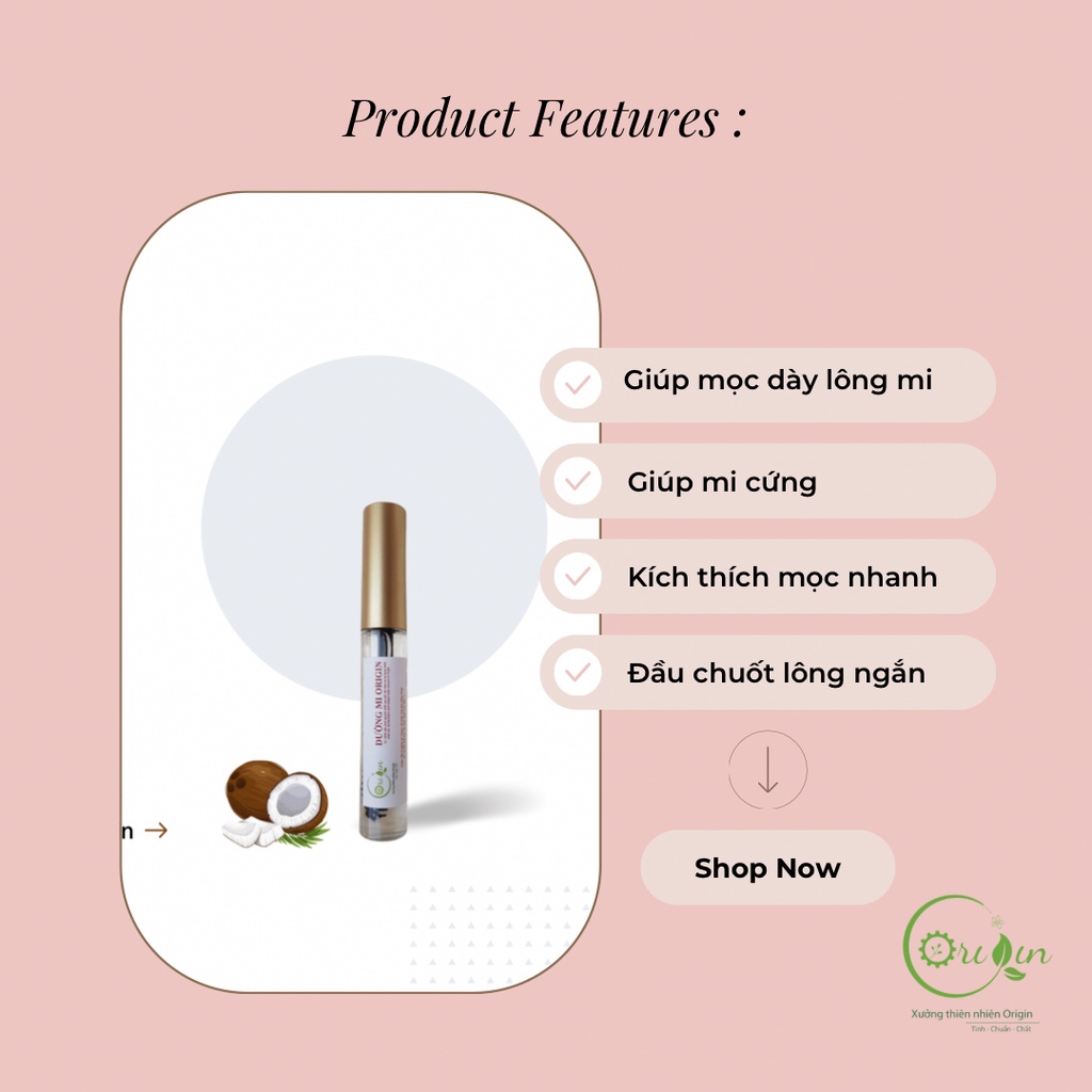 Dầu dừa nguyên chất kích dài mi lọ masaca - Dưỡng mi Origin 5ml