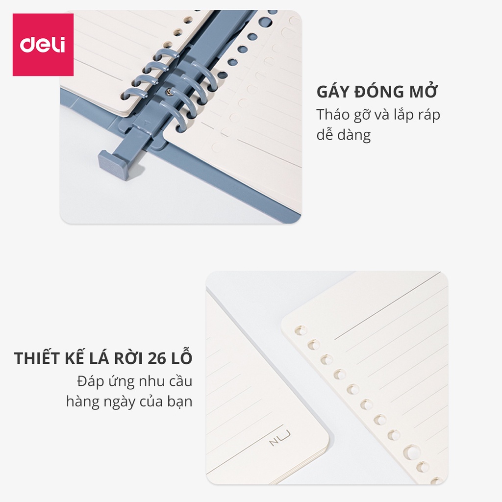Lõi giấy thay thế sổ A5 B5 Deli - Kẻ ngang/ ô vuông caro - 1 tệp