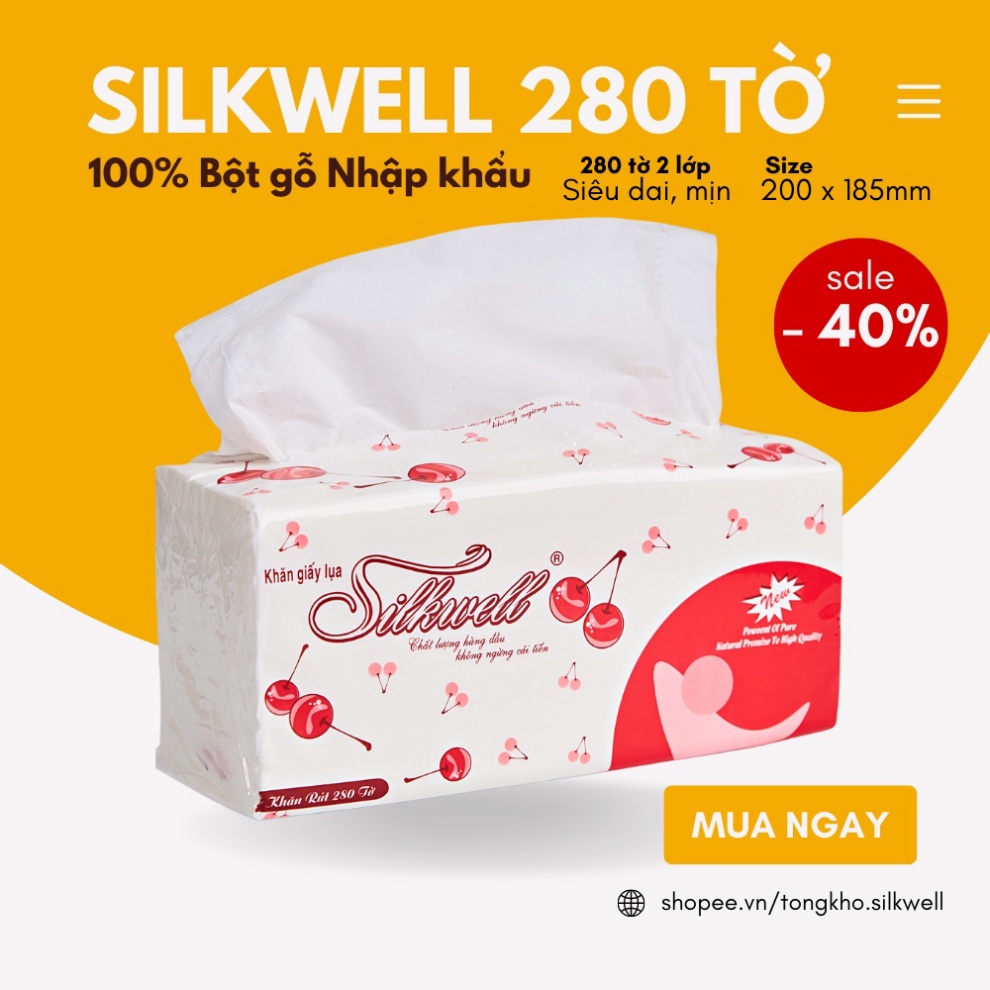 Giấy ăn rút lụa Silkwell 280 tờ 2 lớp Hàng chính hãng | Shopee Việt Nam