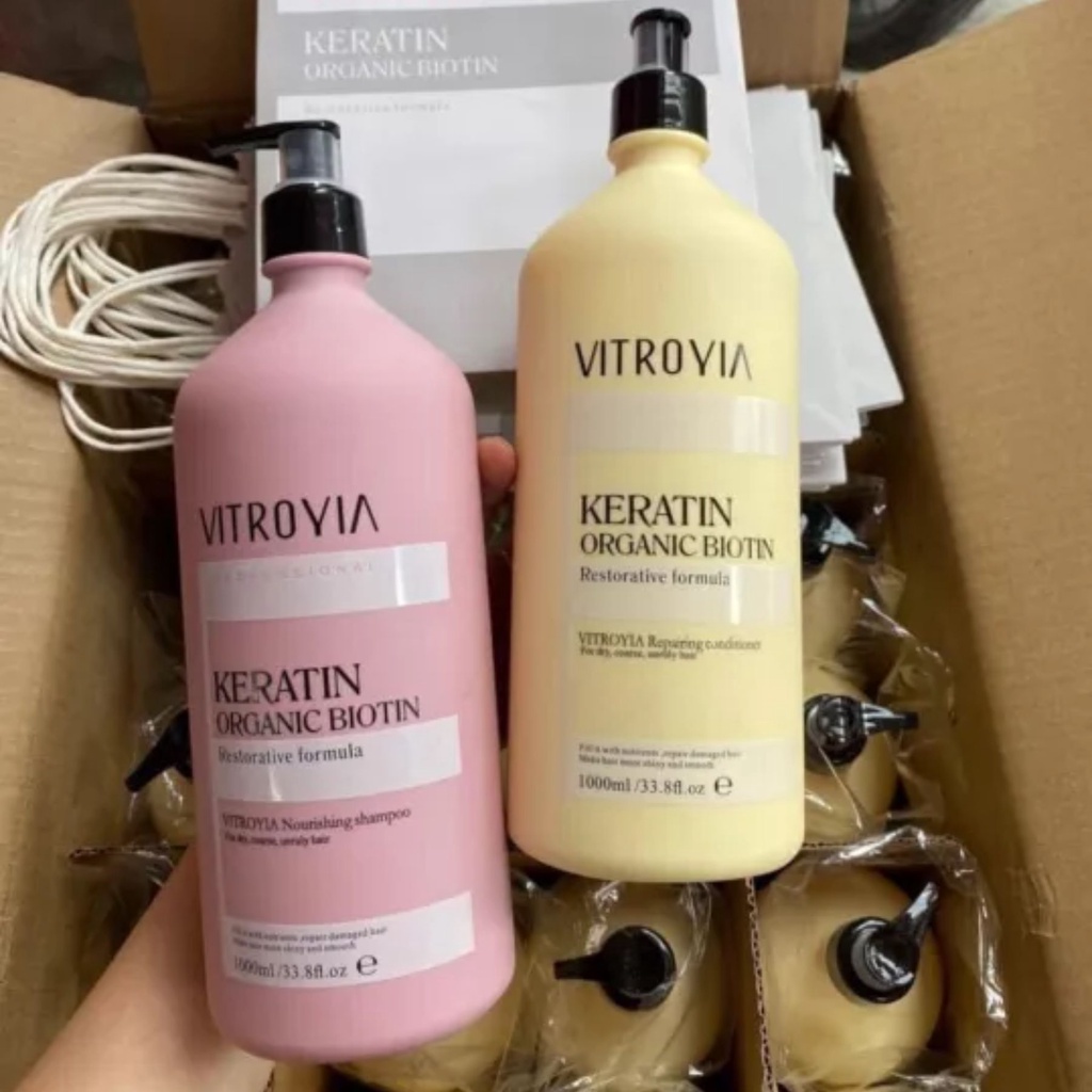 Cặp Dầu Gội Xả VITROYIA REPAIRING 1000ml | Dưỡng Tóc Mềm Mượt, Hỗ Trợ Phục Hồi Tóc Khô Xơ.