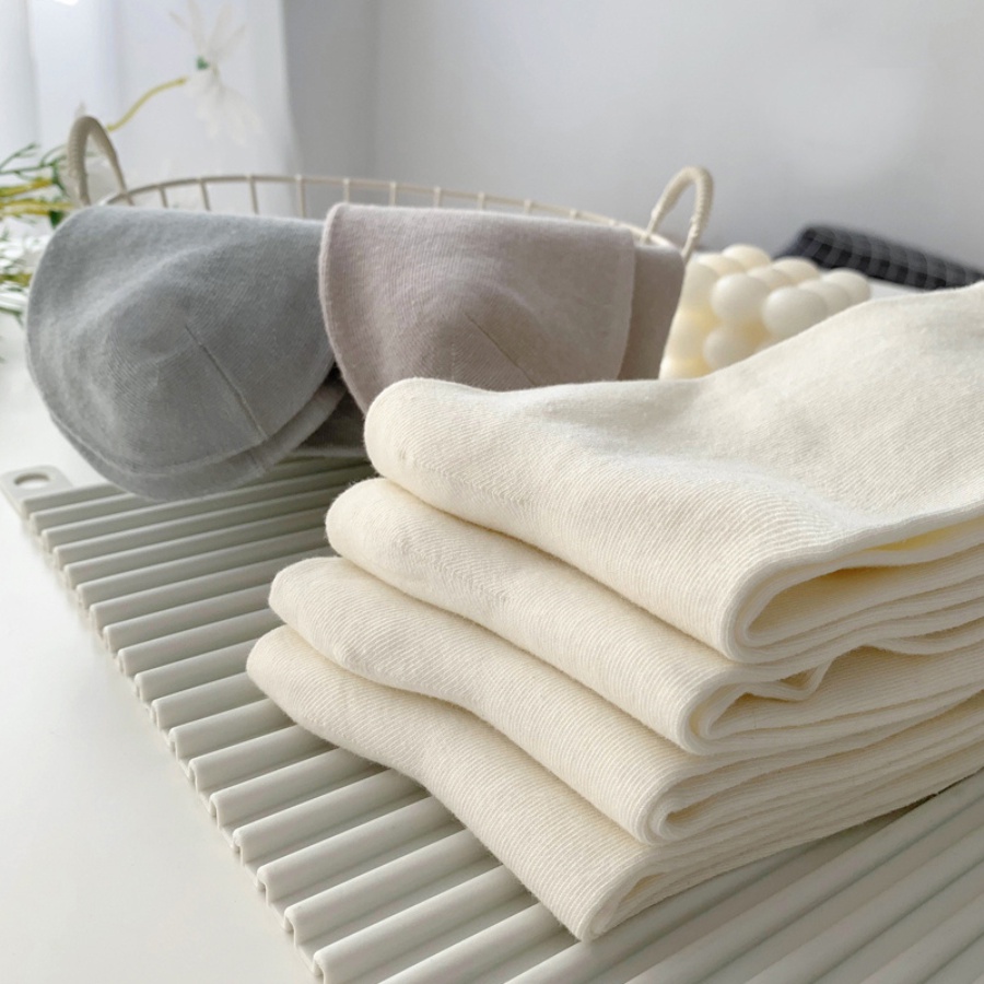 Vớ cao cổ nữ trắng trơn basic chất cotton pha 3B khử mùi, thoáng khí cổ thun ngắn, dài, cổ thấp Sỉ tất toàn quốc [Basic]