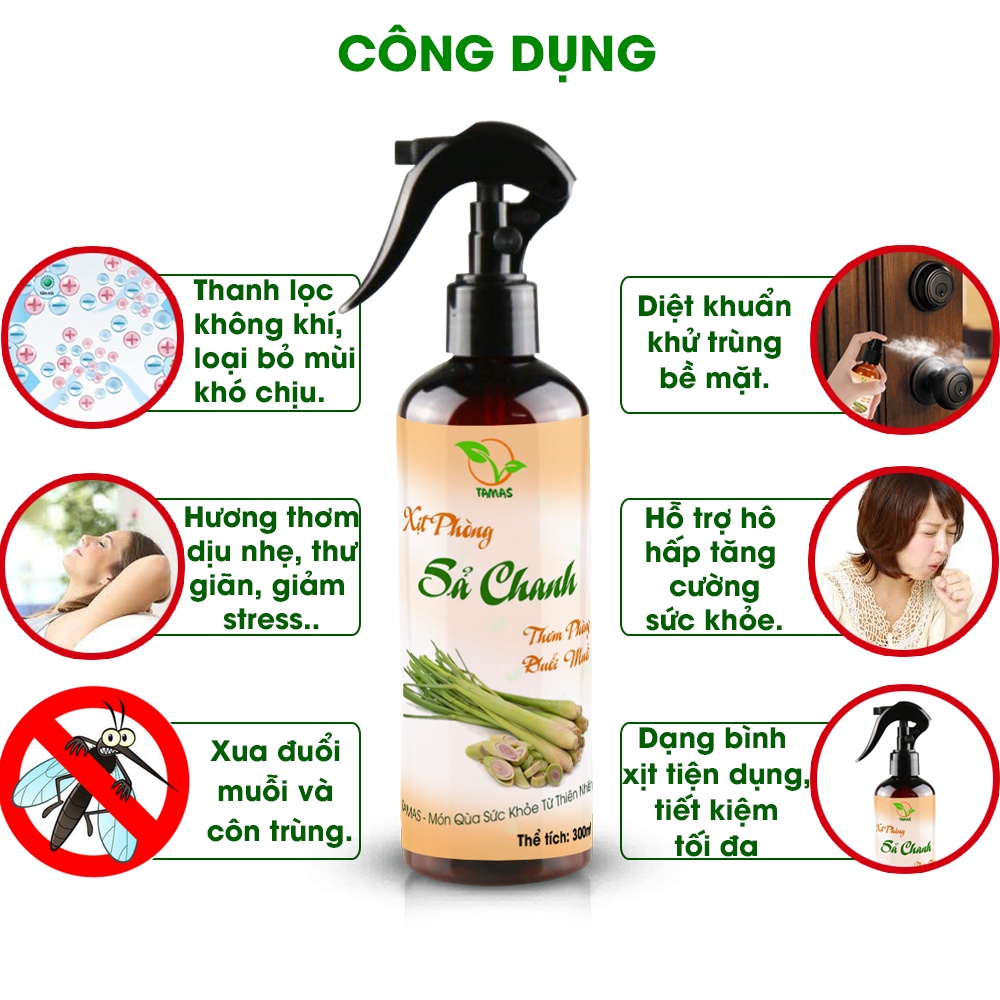 Ảnh Xịt Thơm Phòng Tinh Dầu Sả Chanh TAMAS Chai 100/300ml 2