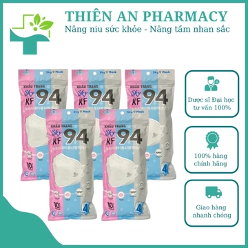 Khẩu trang KF94 Trẻ em và người lớn - Túi 10 khẩu trang 4 lớp chống bụi mịn, kháng khuẩn - Kiểu dáng 4D hiện đại