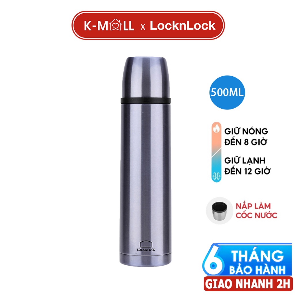 Bình giữ nhiệt LocknLock 500ml Vienna LHC1430 miệng bình rộng, nắp dùng làm cốc nước uống - K-MALL