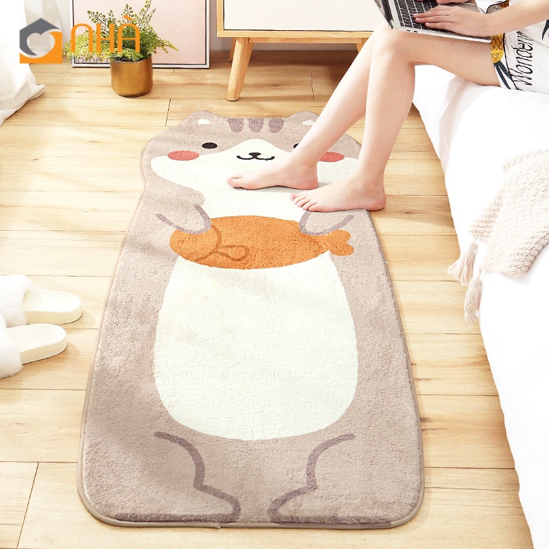 Thảm Lau Chân Lông Cừu Dài Dáng Động Vật Trang Trí Cửa Ra Vào Phòng Khách, Chân Giường Dễ Thương