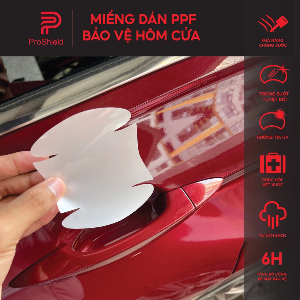4 Miếng Dán PPF hõm cửa ô tô | Dán tay nắm cửa| Hõm ô tô | Chống xước hõm  cửa | Độ bóng cao | Che phủ vết xước cũ