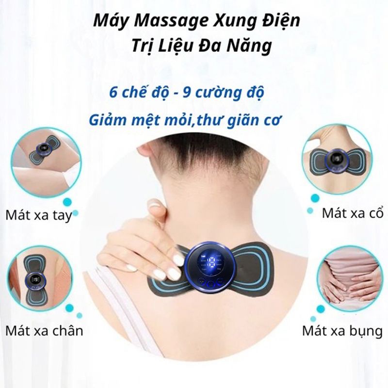 MÁy Massage Xung ĐiỆn Cổ Vai Gáy Bắp Tay Lưng Hình CÁnh BƯỚm Giảm Mệt Mỏi Thư Giãn Cơ 9027