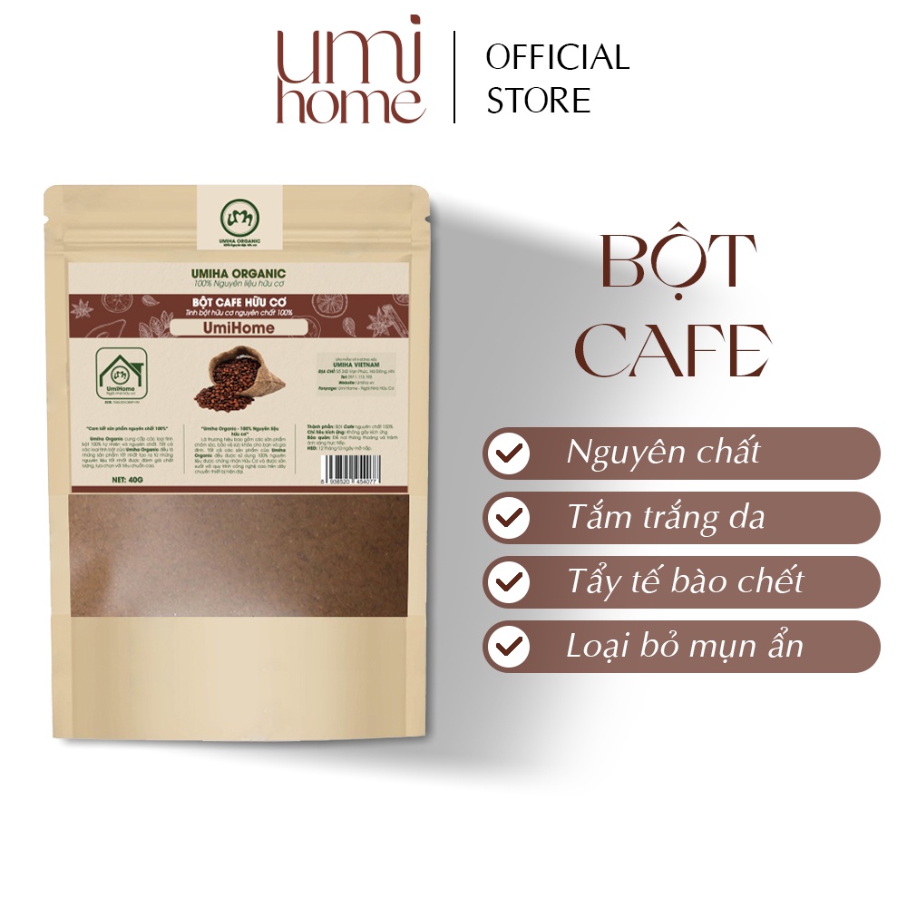 Bột Cafe hữu cơ UMIHOME nguyên chất 40G | Coffee powder 100% Organic