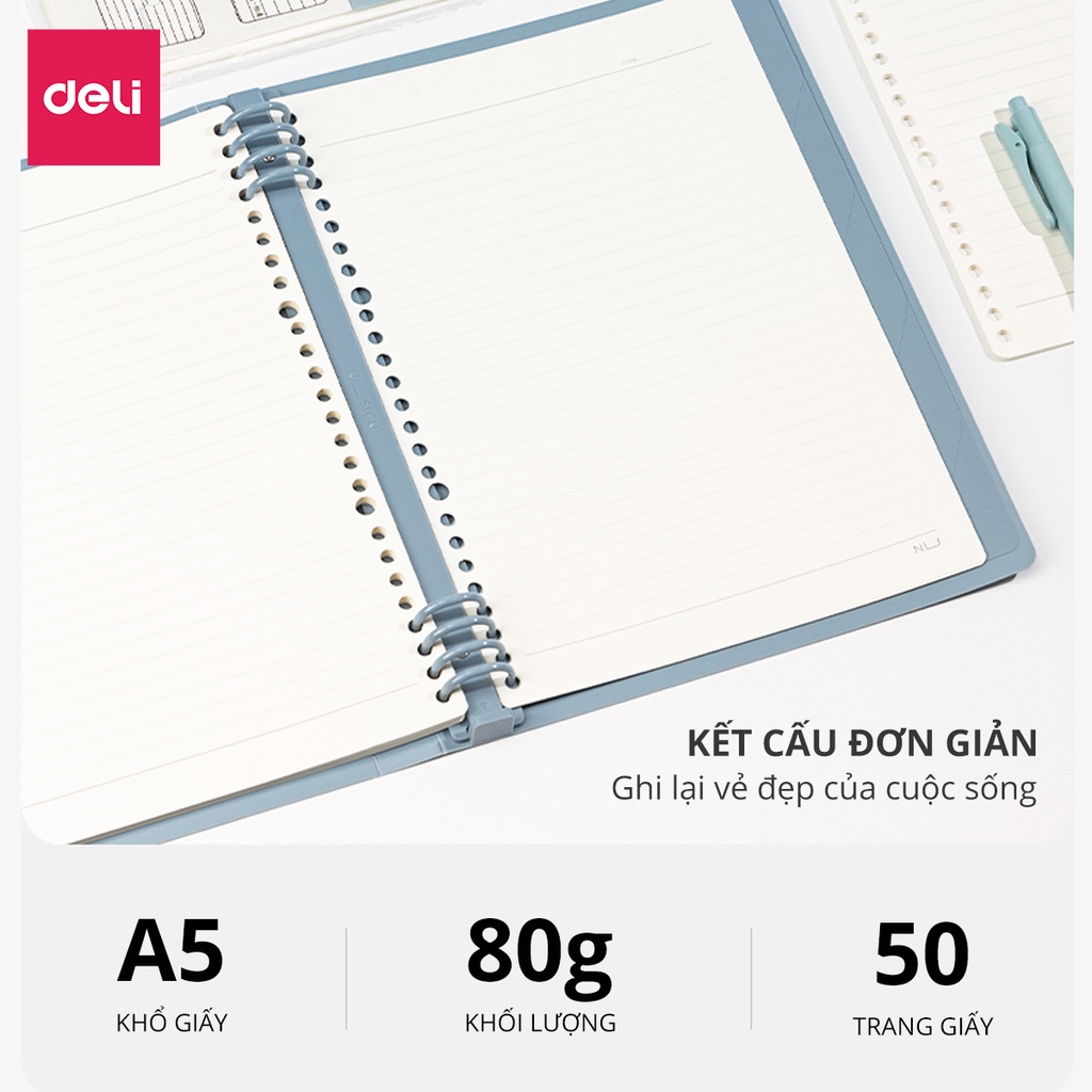 Lõi giấy thay thế sổ A5 B5 Deli - Kẻ ngang/ ô vuông caro - 1 tệp