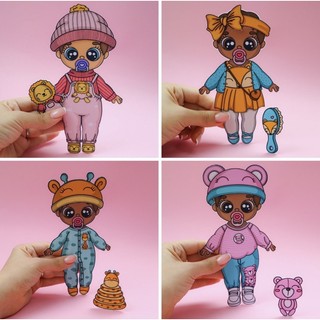 Bộ nhà 3 em bé - Búp bê giấy