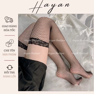 HT001 Tất lưới lỗ to sexy gợi cảm, tất lưới ngang đùi ren mềm mại HT001