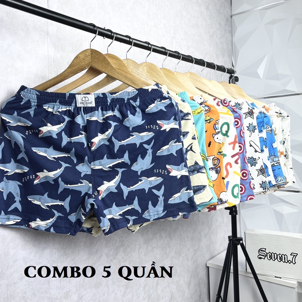 COMBO 5 Quần đùi nam- Quần đùi thun nam Seven Boxer