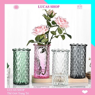 Bình thuỷ tinh cắm hoa cao cấp, decor theo phong cách lọ hoa thuỷ tinh nhiều màu sắc B031