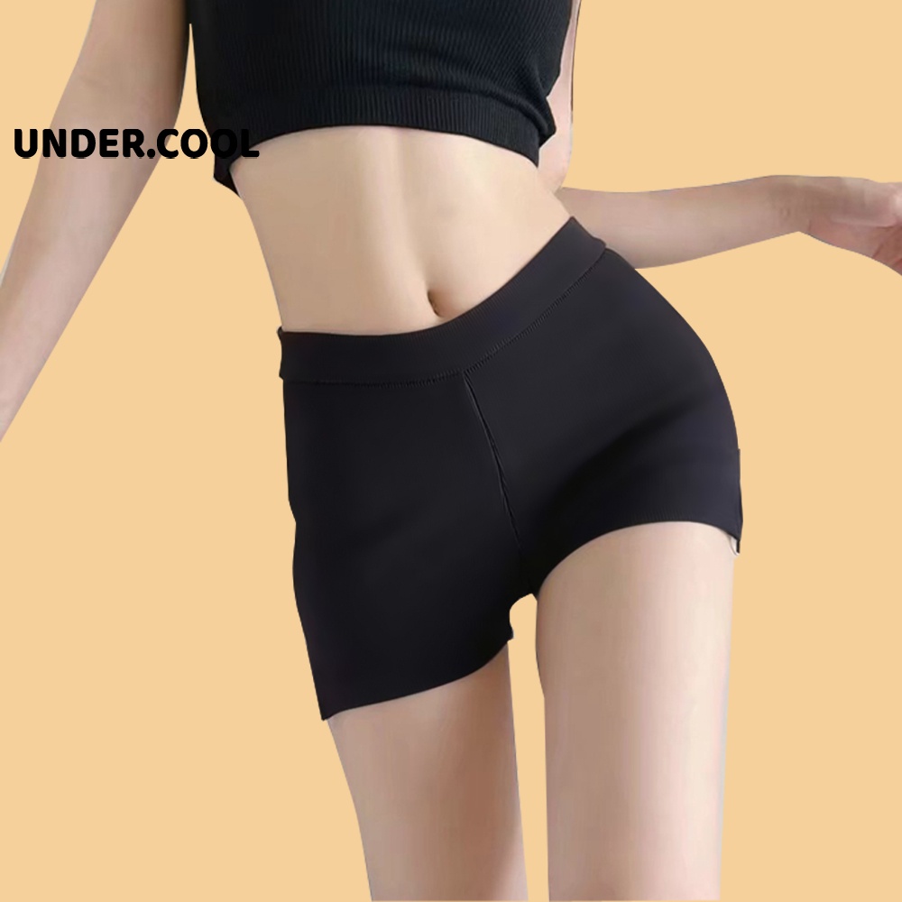 Quần đùi short nữ UNDERCOOL vải umi dẻo co dãn tốt cạp cao dáng ngắn thun cạp cao biker lửng ngố đồ mặc nhà dáng ôm QS04
