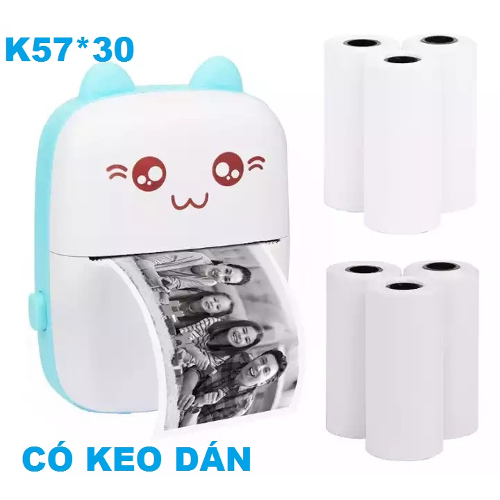 Giấy in nhiệt dán, Giấy in tem nhãn DÁN ĐƯỢC cho máy DB23, Niimbot B21, B11, B3S,PT210, Con mèo, C19