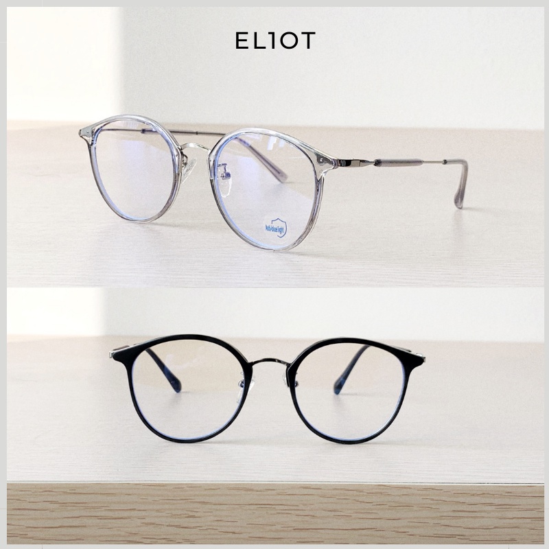 Gọng kính cận ELIOT EYEWEAR tròng chống ánh sáng xanh kiểu dáng tròn mắt mèo thời trang Unisex EL8275