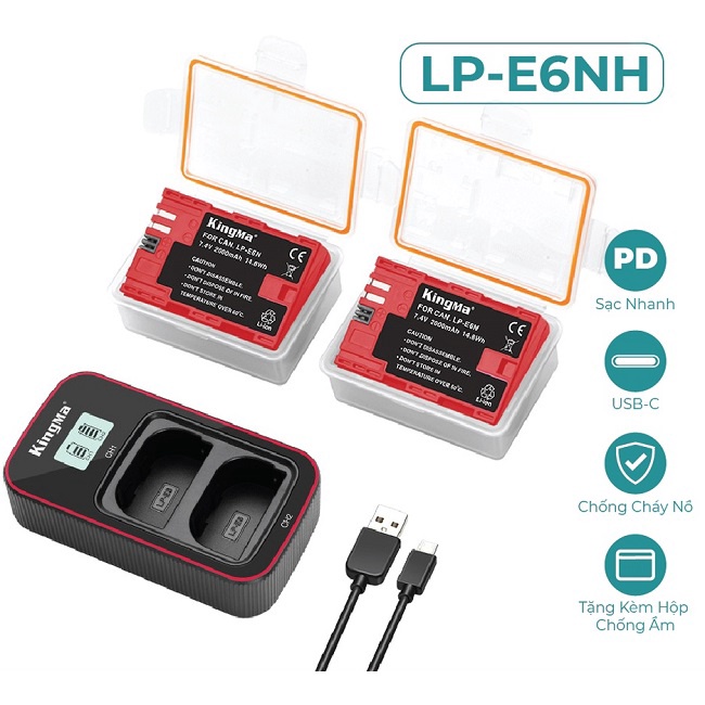 Pin KingMa LP-E6NH dùng cho Canon EOS 5D2, 5D3, 5D4, 6D, 60D, 6D2, 7D ...