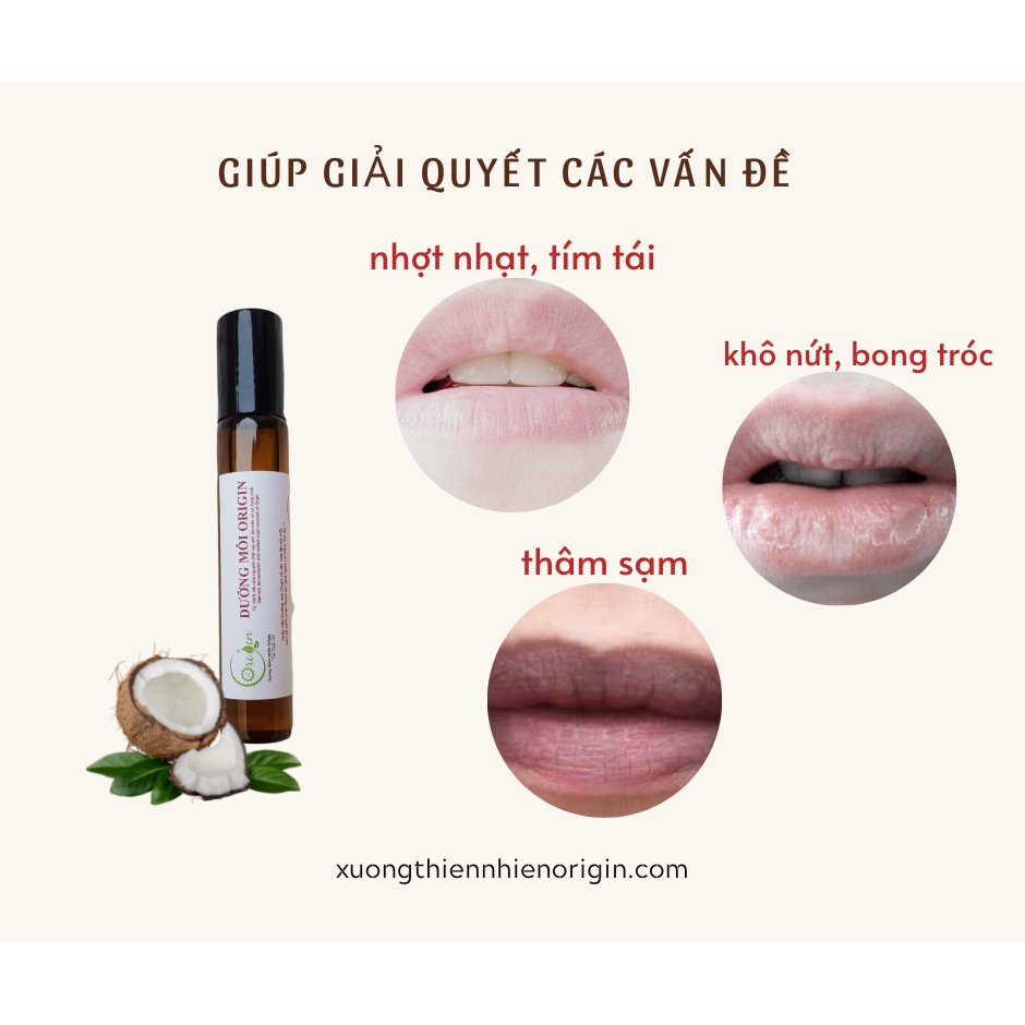 Dầu dừa nguyên chất dưỡng môi lọ bi lăn - Dưỡng môi Origin 10ml