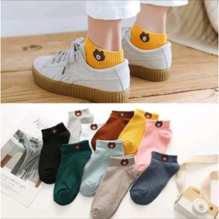 Set 10 đôi tất cổ ngắn hình gấu kute tặng kèm túi rút