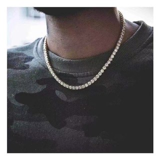 Vòng Cổ Hip Hop Đính Kim Cương Toàn Bộ Bóng Chuyền Tennis Bóng Chuyền Âu Mỹ Rap Cho Nam ins