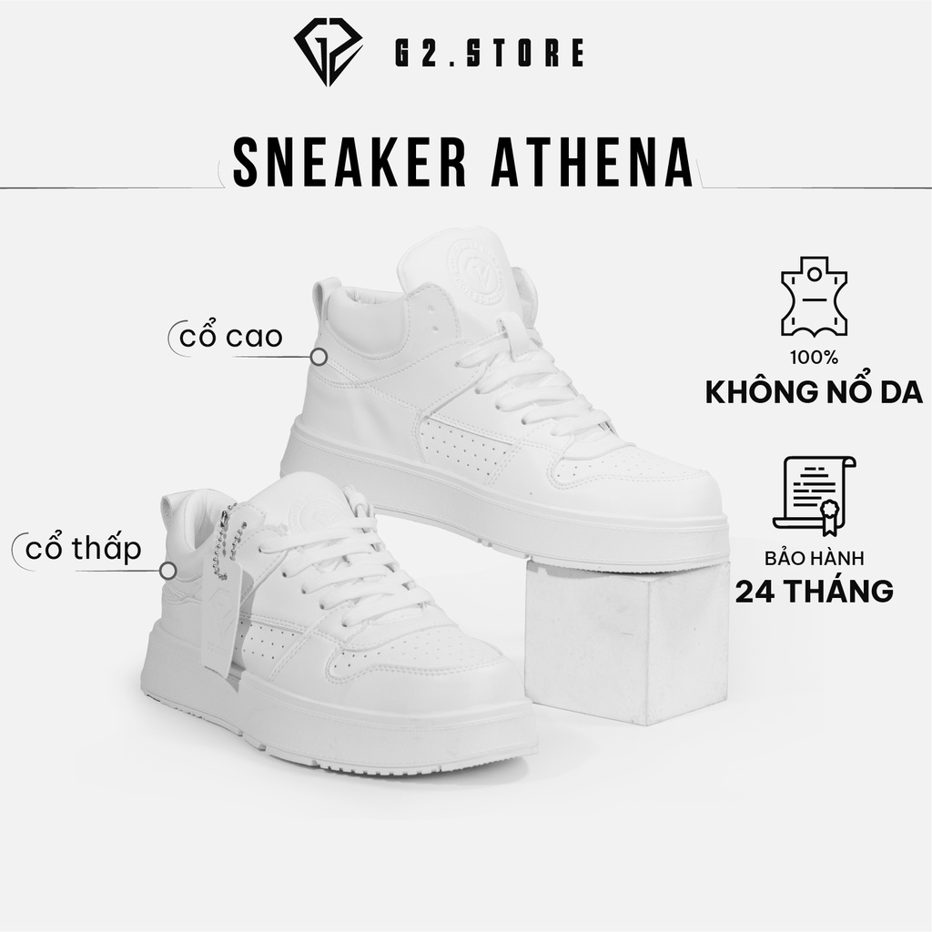 Giày nam sneaker G2  Athena cổ cao  kiểu dáng thời trang thể thao tập gym thể dục bằng da microfiber chống nhăn