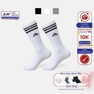 Tất cổ cao logo sọc viền T&T SOCKS & HOSIERY