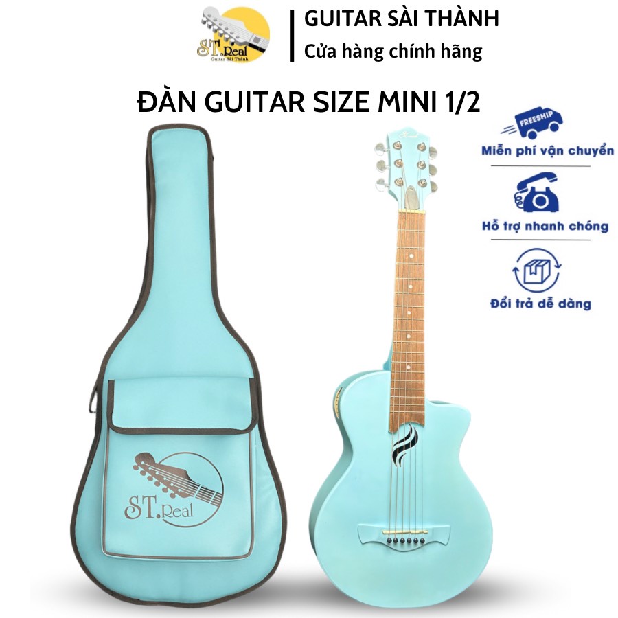 [MÃ giảm 40K]Đàn Guitar Mini Acoustic Mã Blue DC-03 Chính Hãng ST.Real Guitar Sài Thành Kích Thước 80cm Size 1/2