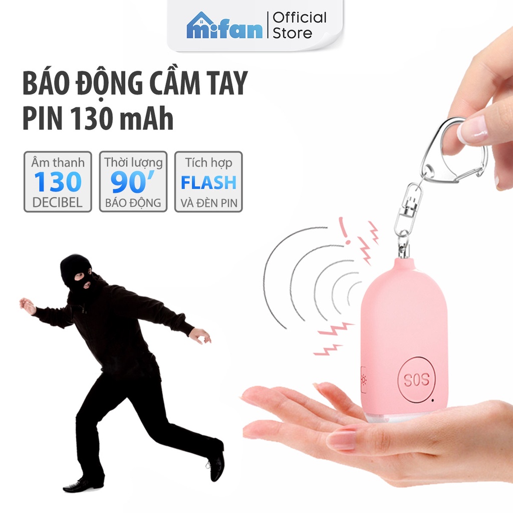 Thiết bị báo động cầm tay tích hợp đèn pin Mifan - Còi hú âm thanh lớn 130dB - Pin sạc USB - Bảo vệ an toàn cá nhân