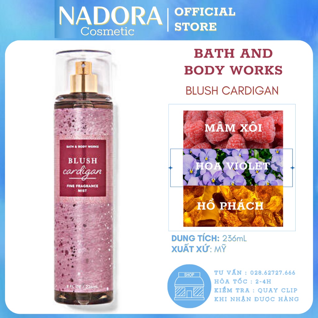 Xịt Thơm BLUSH CARDIGAN Bath And Body Works Body Mist 236ml Shopee
