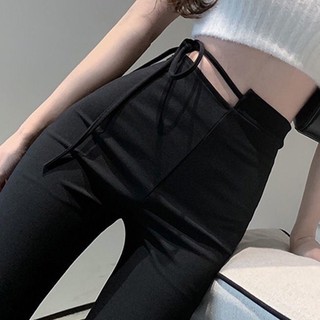 Quần dài ống loe chất thun lưng cao cột dây cut eo hack dáng Lolalalo Trend 2023