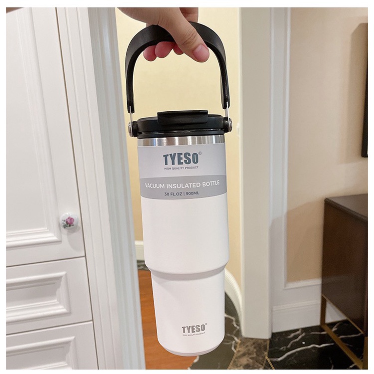 Ly Giữ nhiệt Khắc Tên TYESO Kèm Quai Xách, Ống Hút - Dung tích 600ml - 750ml - 900ml | TS-8828
