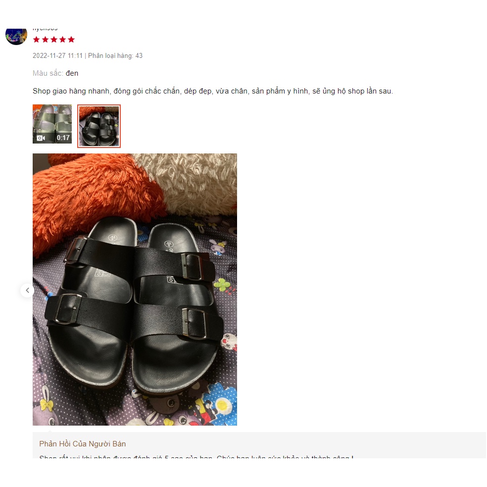 Ảnh Dép Birken đế trấu quai ngang 2 khóa nam nữ Detaunisex màu đen lót đen - DETA21F 3