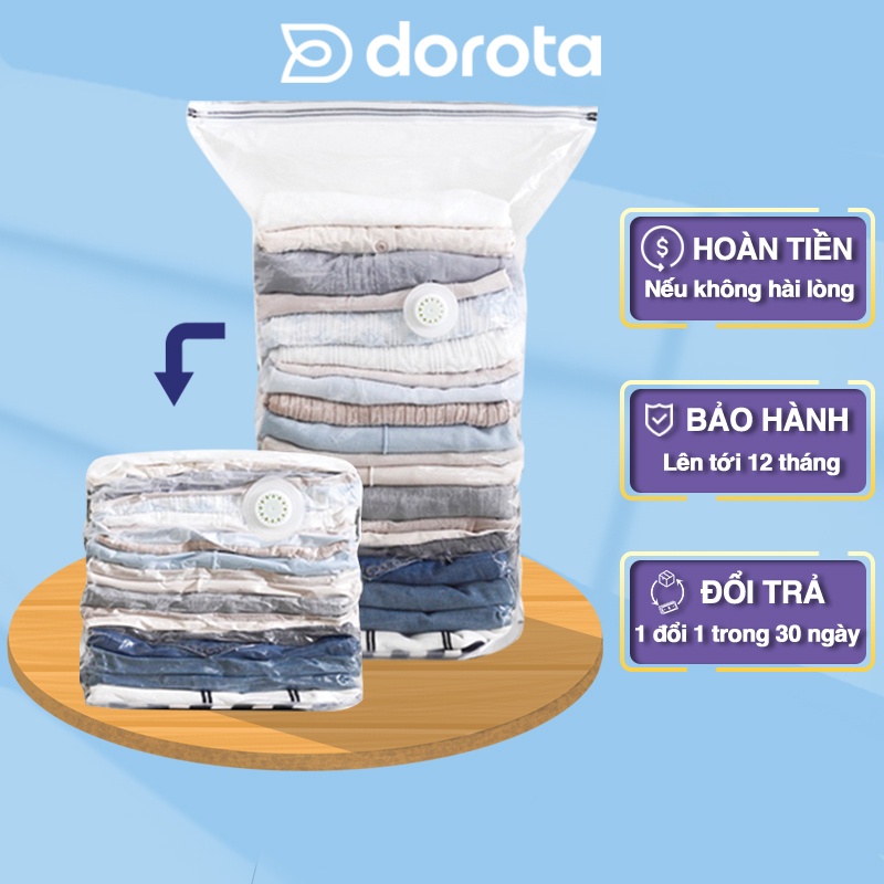 Túi hút chân không đựng quần áo DOROTA không cần dùng bơm tái sử dụng vẫn có van cho máy hút chống mốc ẩm