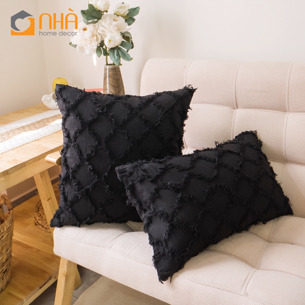 Vỏ Gối Tựa Lưng Gối Sofa Đính Dệt Mạng Lưới Nổi Sang Trọng