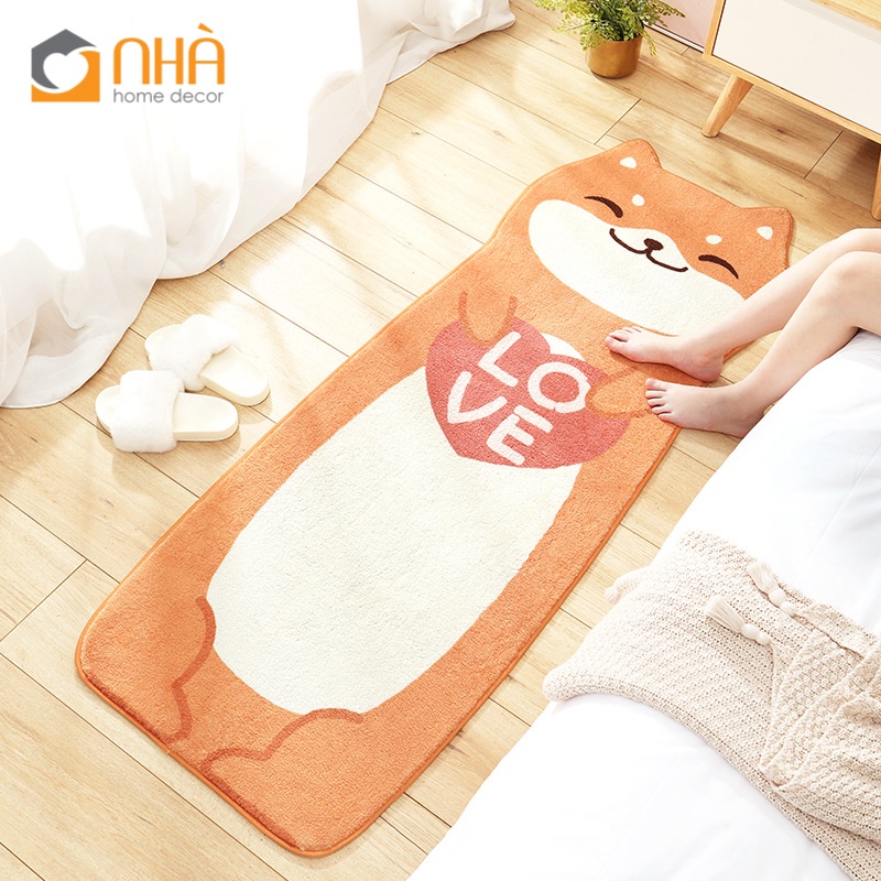 Thảm Lau Chân Lông Cừu Dài Dáng Động Vật Trang Trí Cửa Ra Vào Phòng Khách, Chân Giường Dễ Thương