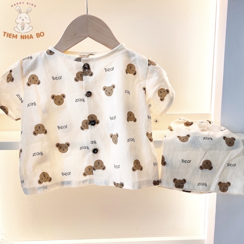 Bộ quần áo cho bé trai, bé gái Tiệm Nhà Bơ vải Thô Cara thoáng mát size 6-16kg