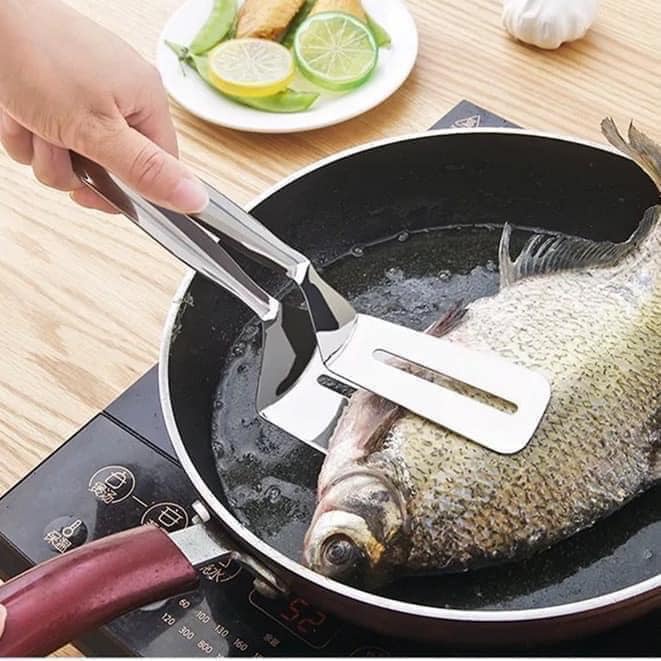 Kẹp nướng lật đa năng BBQ thép không gỉ chịu nhiệt cao dễ làm sạch 90gr màu bạc BINWEE