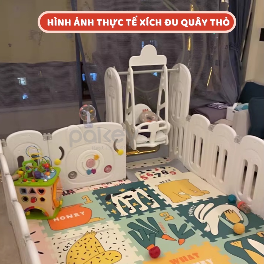 XÍCH ĐU Gắn Quây Thỏ Cao Cấp Pakey Cho Bé - Xích Đu Nhựa Dày Dặn Tải Trọng Đến 40Kg Chắc Chắn - Bảo Hành 1 Năm