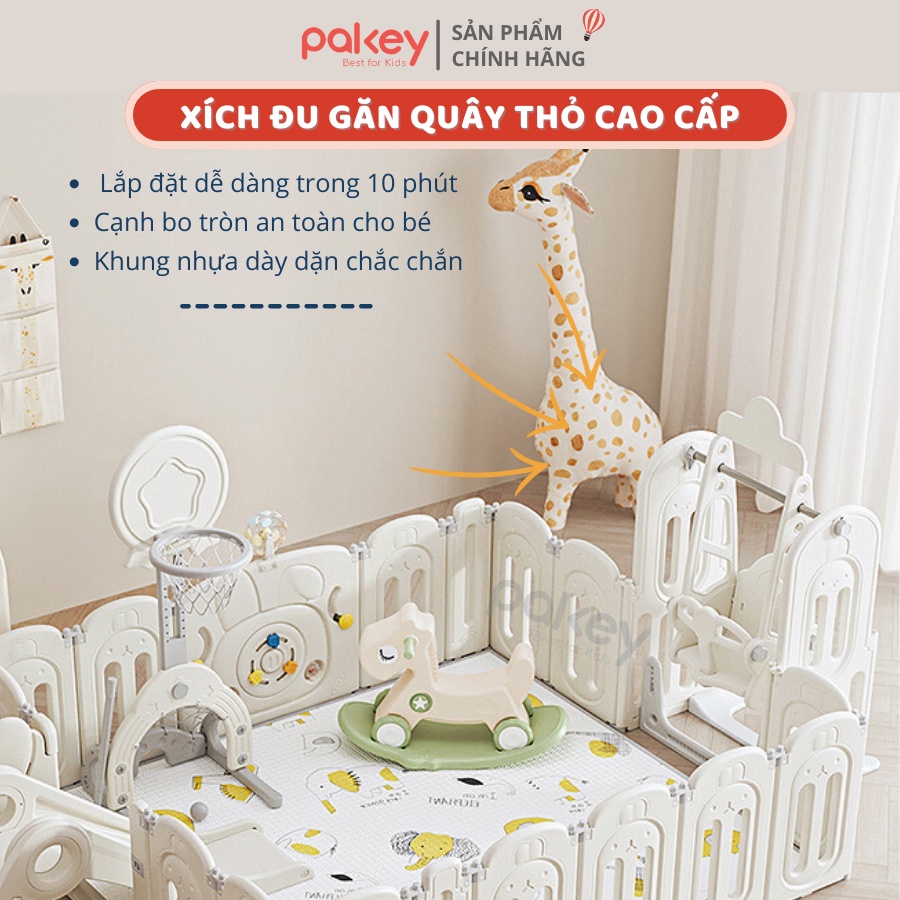 XÍCH ĐU Gắn Quây Thỏ Cao Cấp Pakey Cho Bé - Xích Đu Nhựa Dày Dặn Tải Trọng Đến 40Kg Chắc Chắn - Bảo Hành 1 Năm