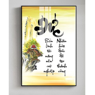 Tranh Treo Tường Chữ Thư Pháp 02 (60x90cm) - Tranh Laminate Tráng Gương
