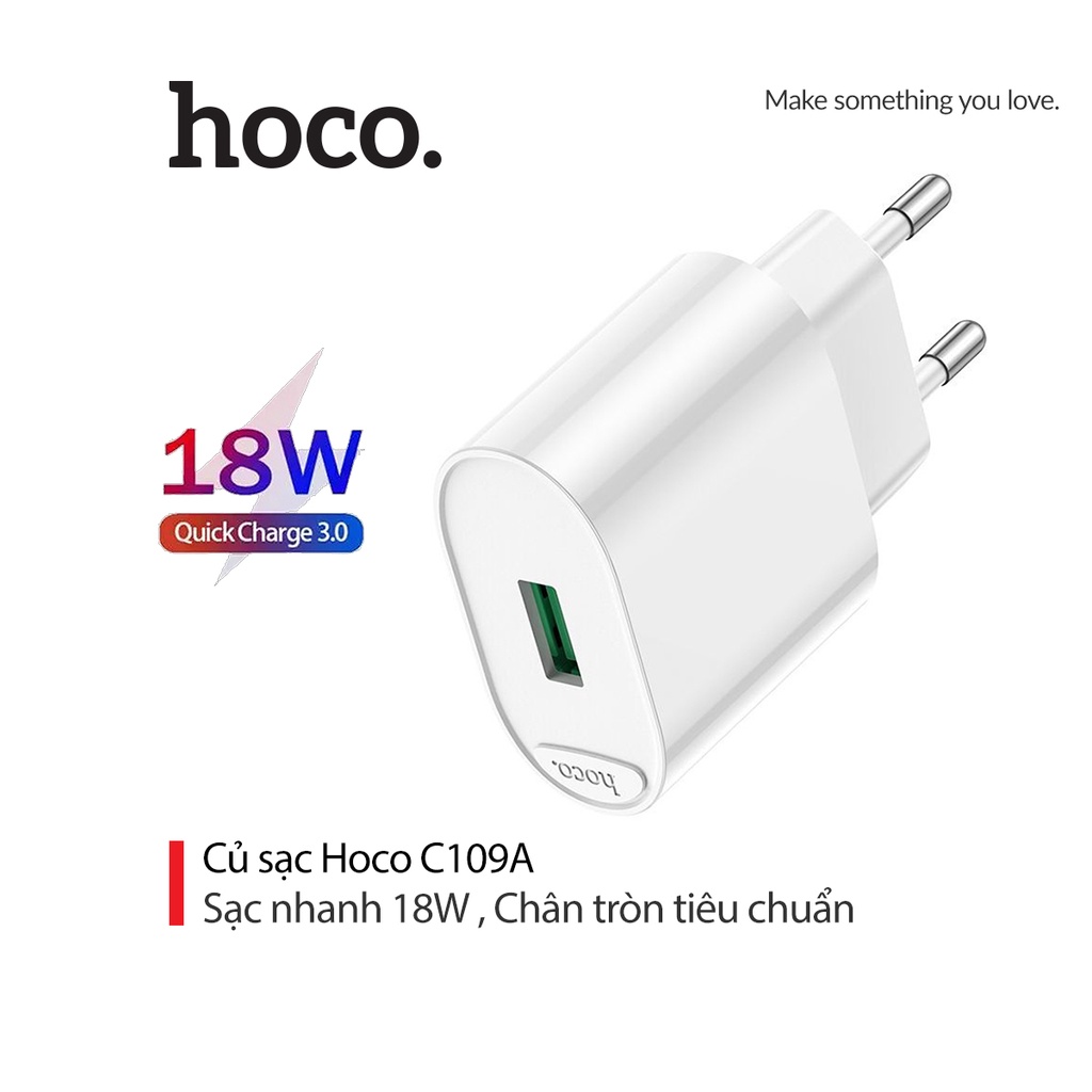 Củ sạc 18W Hoco C109A chân EU 1 cổng USB chất liệu PC cao cấp | Shopee ...