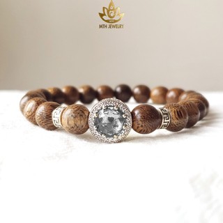 Vòng Tay Trầm Hương Tốc Việt Tròn Đơn Mix Charm Bạc S925 Đá Radiant Theo Mệnh - Mộc Trầm Hương MTH